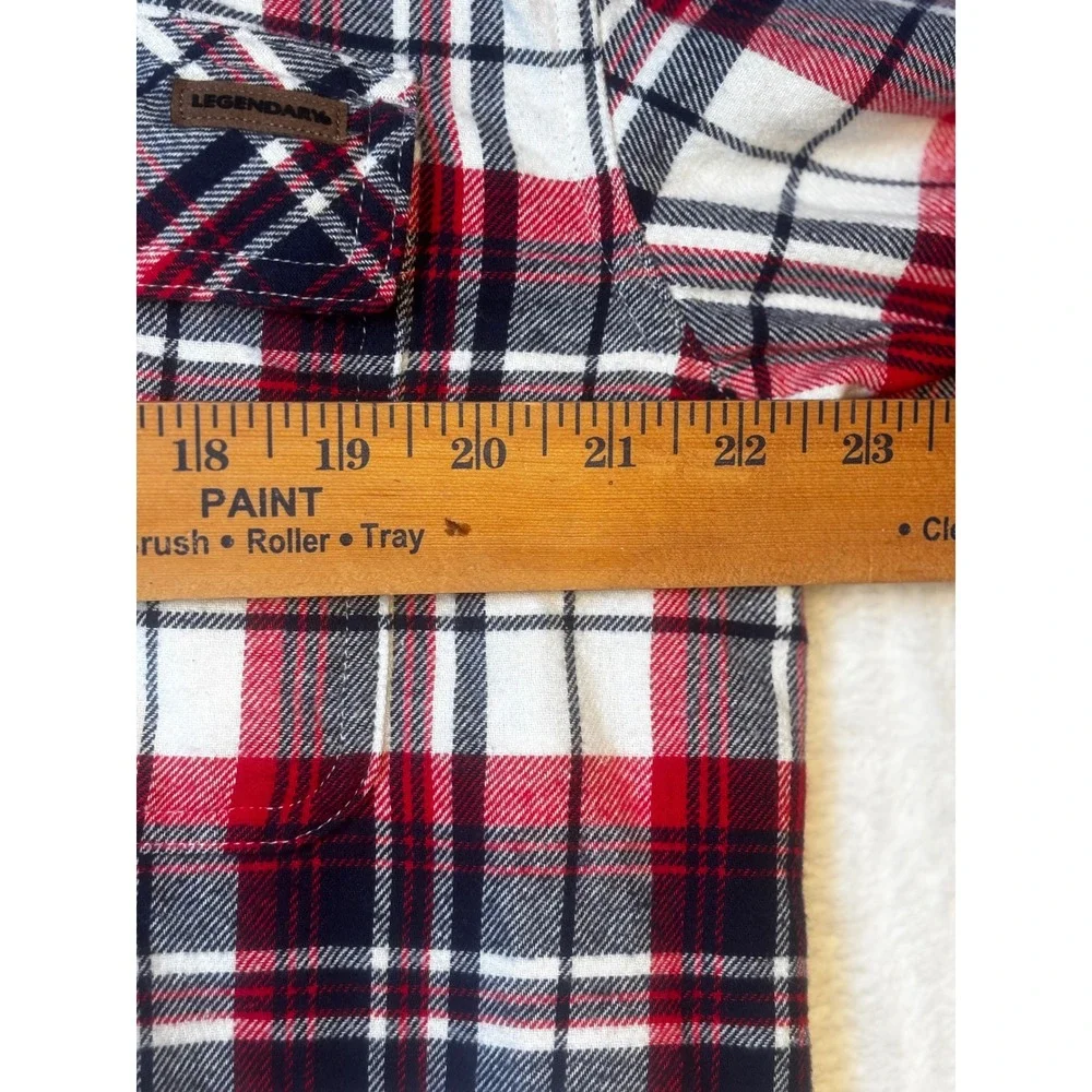 Legendary Whitetails Flannel Shirt LT Large Tall Red Blue Plaid Corduroy Collar - Picture 5 of 13